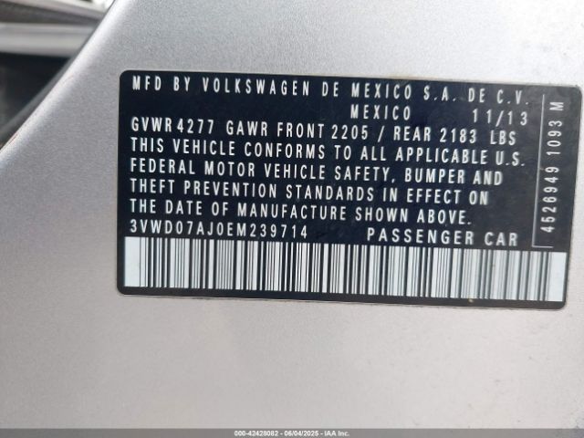 3VWD07AJ0EM239714 Volkswagen 2014