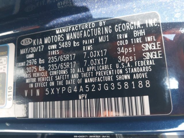 5XYPG4A52JG358188 KIA gdi lambda-ii