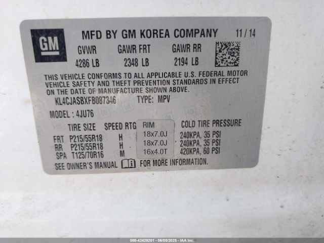 KL4CJASBXFB087346 Buick luv