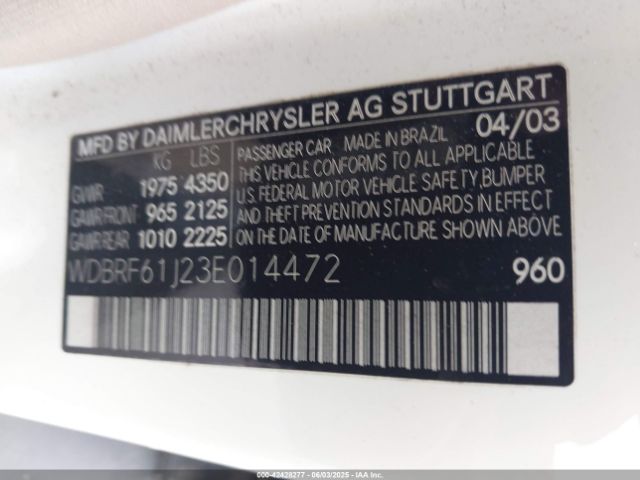 2003 MERCEDES-BENZ C 240 WDBRF61J23E014472 Photo 8
