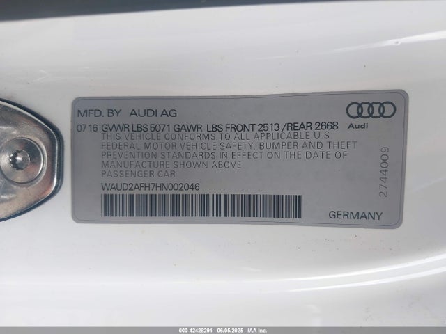 2017 AUDI A5 WAUD2AFH7HN002046 Photo 8