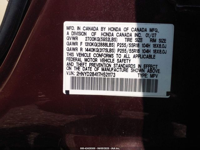2007 ACURA MDX 2HNYD28417H521173 Photo 8