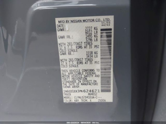 2023 NISSAN FRONTIER 1N6ED1EK3PN624671 Photo 8