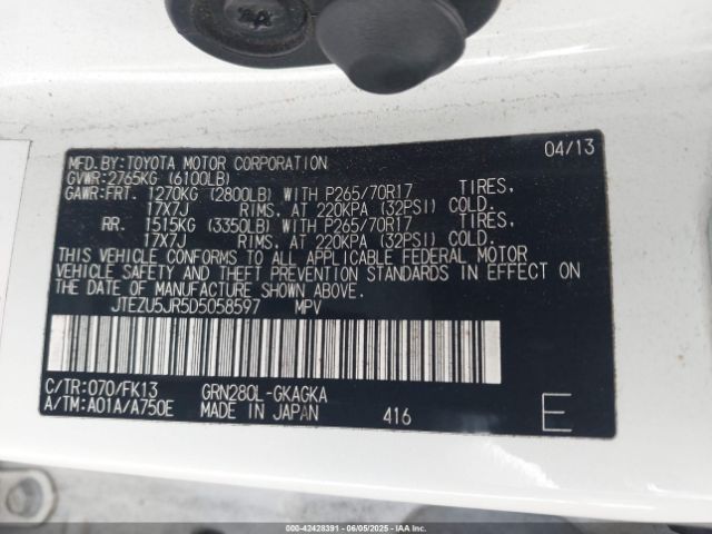 2013 TOYOTA 4RUNNER JTEZU5JR5D5058597 Photo 8