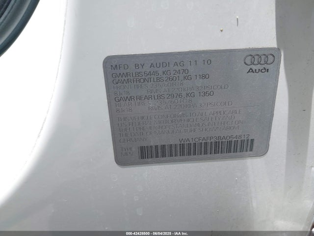 2011 AUDI Q5 WA1CFAFP3BA054812 Photo 8