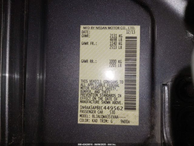 1N4AA5AP8EC449562 Nissan Maxima 3.5 S