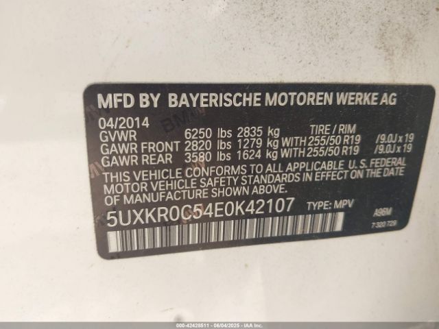 5UXKR0C54E0K42107 BMW X5