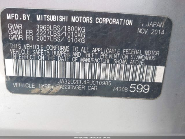 2015 MITSUBISHI LANCER JA32U2FU4FU010985 Photo 8