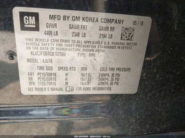 2016 BUICK ENCORE KL4CJFSB4GB702584 Photo 8