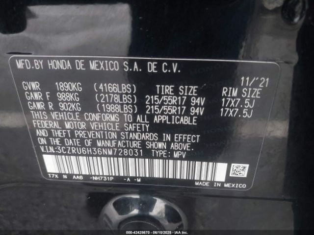 2022 HONDA HR-V 3CZRU6H36NM728031 Photo 8