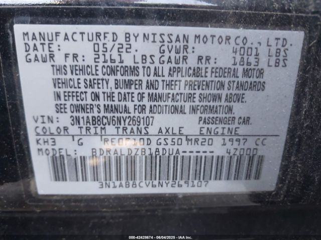 2022 NISSAN SENTRA 3N1AB8CV6NY269107 Photo 8