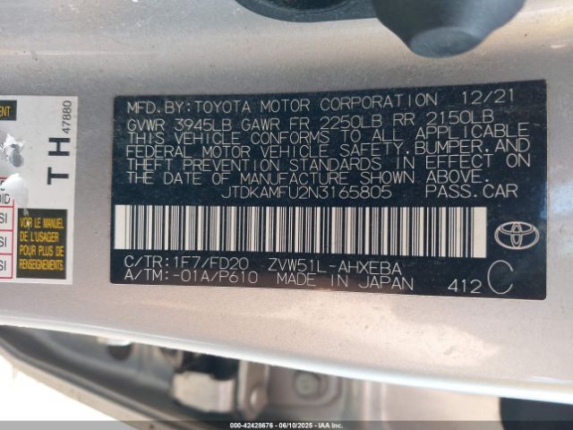 2022 TOYOTA PRIUS JTDKAMFU2N3165805 Photo 8