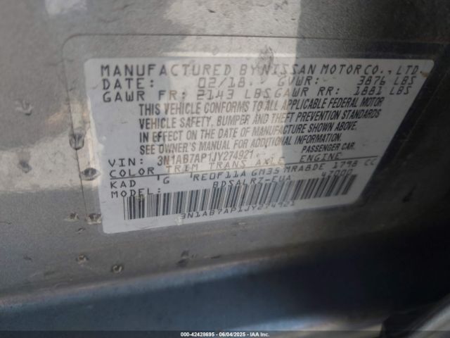 3N1AB7AP1JY274921 Nissan SENTRA SR