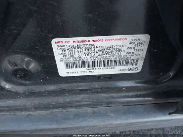 2007 MITSUBISHI OUTLANDER JA4MT41X47Z019436 Photo 8
