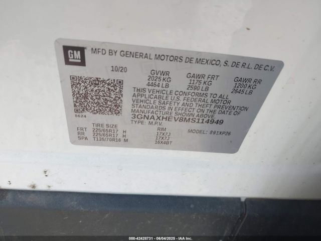2021 CHEVROLET EQUINOX 3GNAXHEV8MS114949 Photo 8
