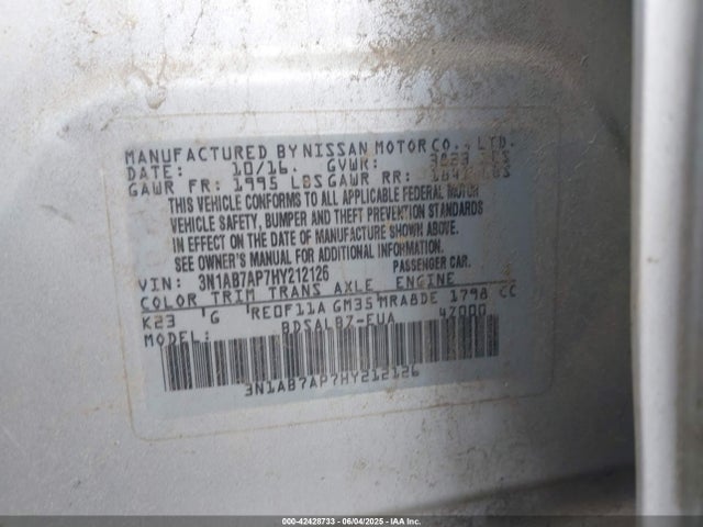 3N1AB7AP7HY212126 Nissan 2017