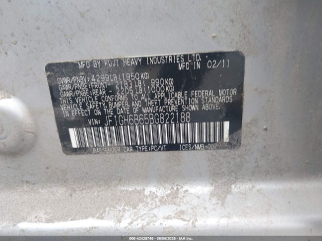 2011 SUBARU IMPREZA JF1GH6B65BG822188 Photo 8