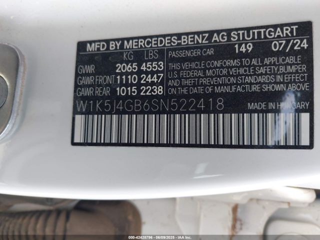 W1K5J4GB6SN522418 Mercedes-Benz Cla 250 Coupe