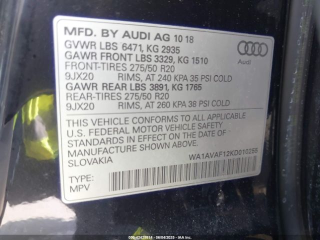 2019 AUDI Q8 WA1AVAF12KD010255 Photo 8