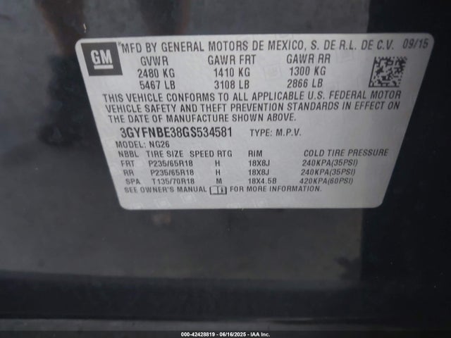 2016 CADILLAC SRX 3GYFNBE38GS534581 Photo 8