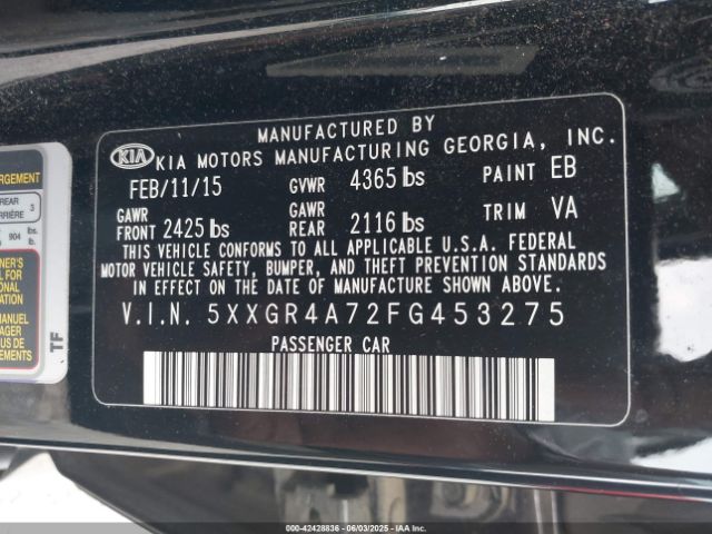 5XXGR4A72FG453275 KIA OPTIMA SX