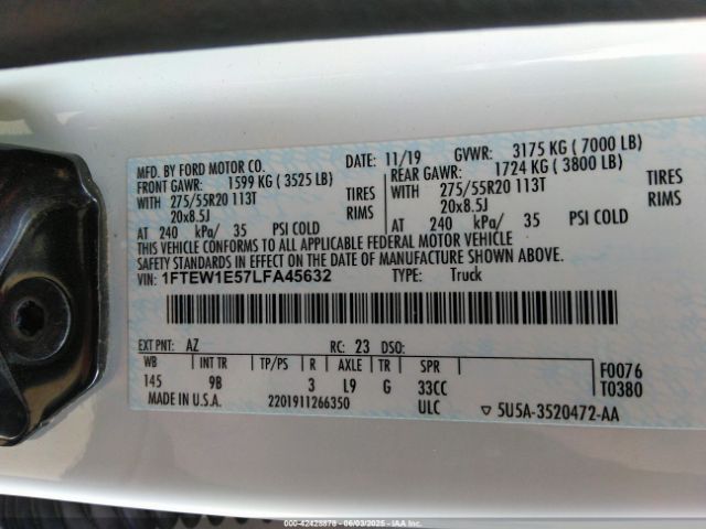 1FTEW1E57LFA45632 Ford F-150 Platinum