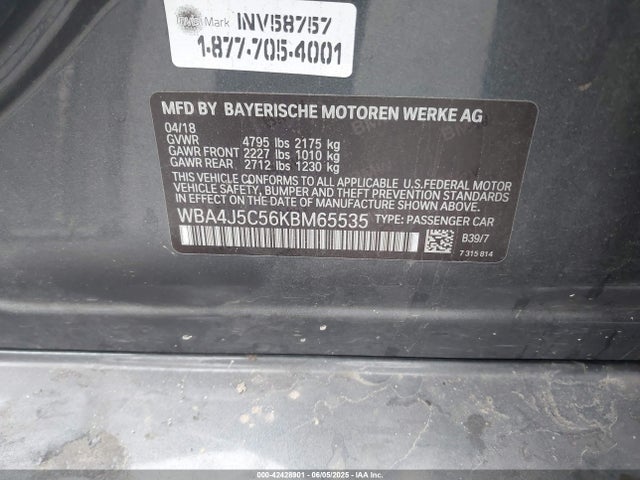 WBA4J5C56KBM65535 BMW 2019