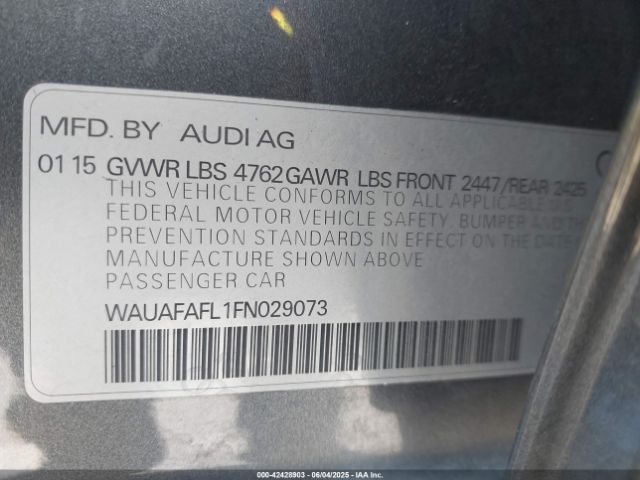 2015 AUDI A4 WAUAFAFL1FN029073 Photo 8