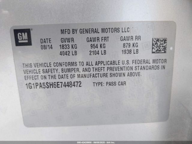 1G1PA5SH6E7448472 Chevrolet Cruze Ls Auto