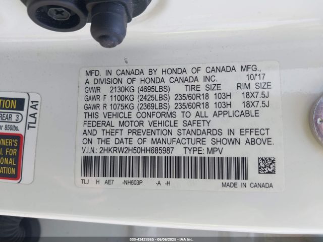 2HKRW2H50HH685987 Honda l15be