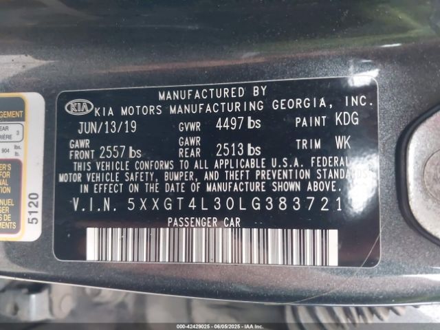 2020 KIA OPTIMA 5XXGT4L30LG383721 Photo 8