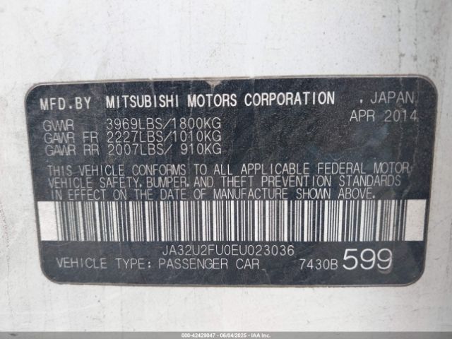 2014 MITSUBISHI LANCER JA32U2FU0EU023036 Photo 8
