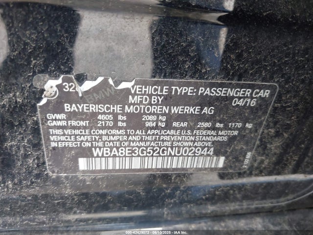 WBA8E3G52GNU02944 BMW 328i Xdrive