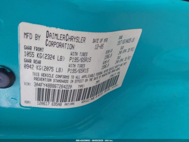 2006 CHRYSLER PT CRUISER 3A4FY48B86T264220 Photo 8