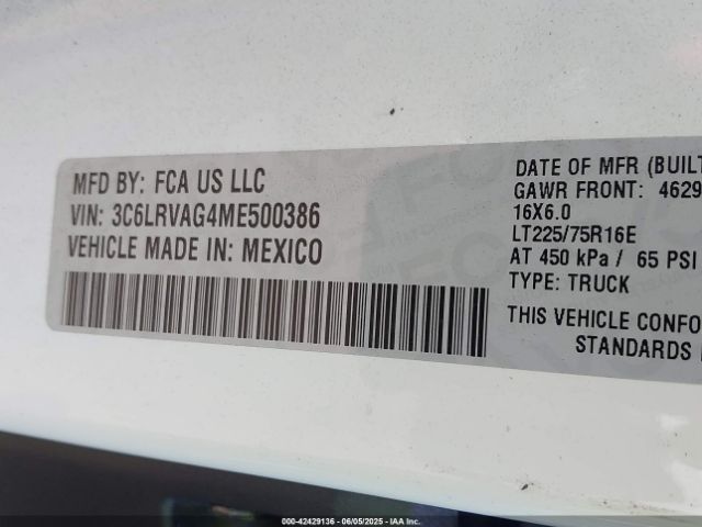 3C6LRVAG4ME500386 RAM Promaster 1500 Low Roof 136 Wb