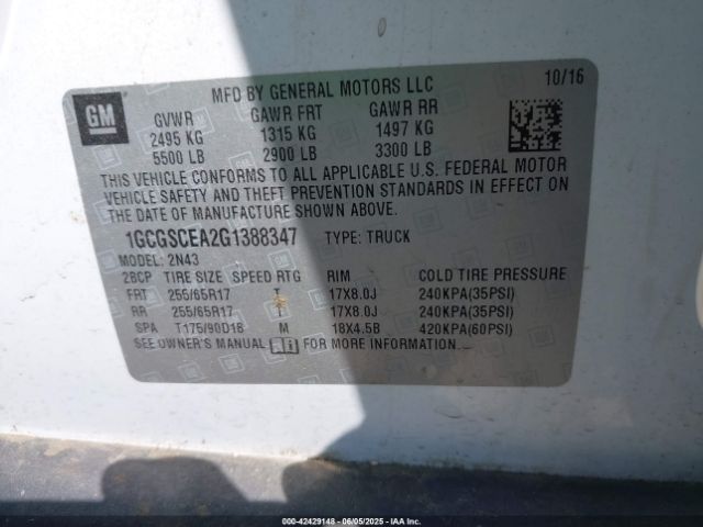 1GCGSCEA2G1388347 Chevrolet Colorado Lt