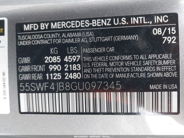 55SWF4JB8GU097345 Mercedes-Benz 2016
