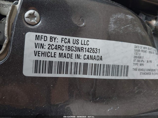 2C4RC1BG3NR142631 Chrysler Pacifica