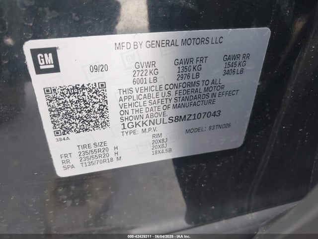 1GKKNULS8MZ107043 GMC lgx