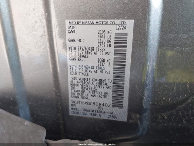 5N1BT3BA9SC808402 Nissan Rogue Sv Fwd