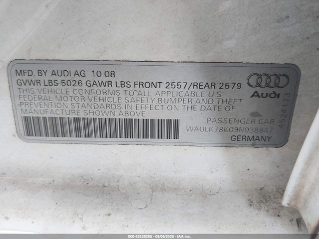 2009 AUDI A4 WAULK78K09N038847 Photo 8