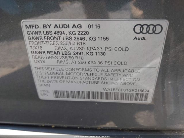 WA1EFCFS1GR016674 Audi Q3 2.0t Premium Plus