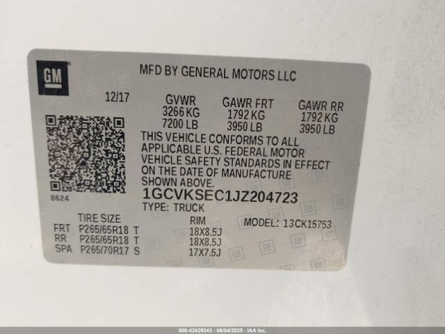 1GCVKSEC1JZ204723 Chevrolet l83 - sidi: spark ignited direct injection, vvt: variable valve timing, afm, e85 max, alum