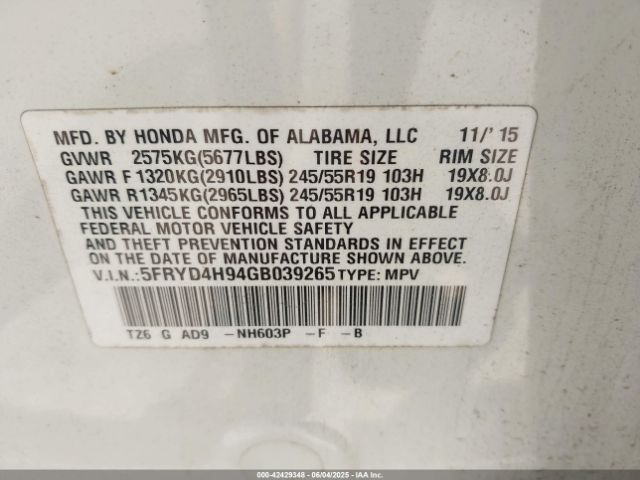 2016 ACURA MDX 5FRYD4H94GB039265 Photo 8