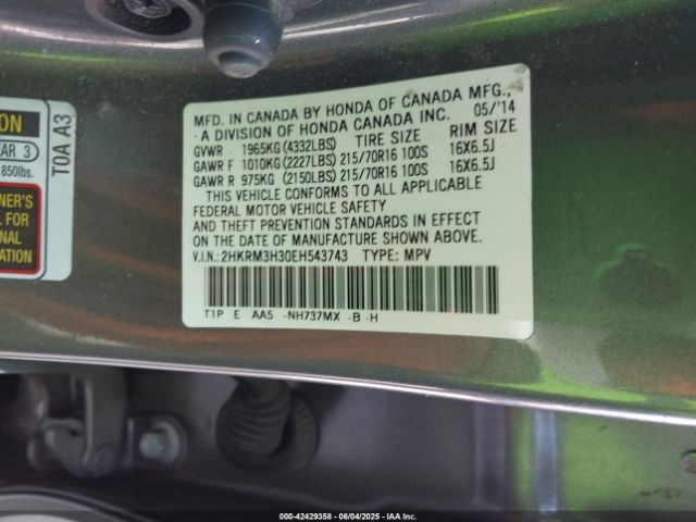 2HKRM3H30EH543743 Honda CR-V LX