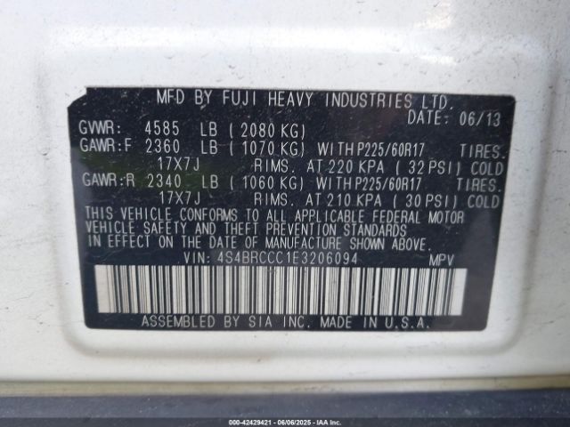 4S4BRCCC1E3206094 Subaru 2.5na u6