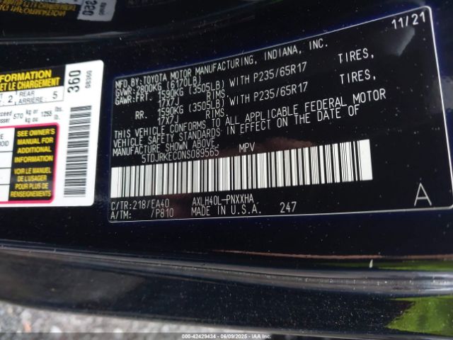 2022 TOYOTA SIENNA 5TDJRKEC0NS089565 Photo 8