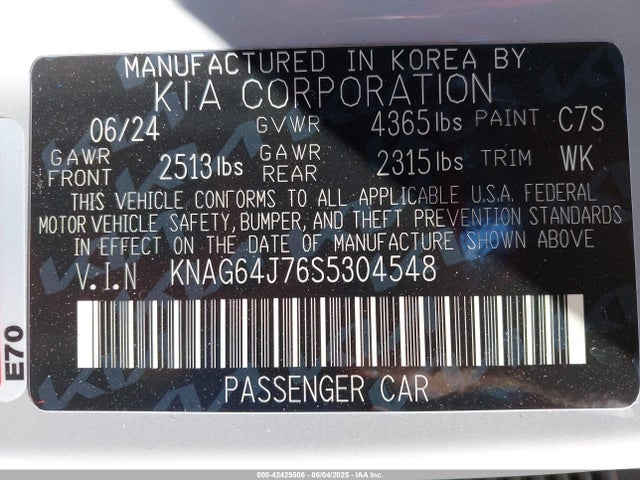 KNAG64J76S5304548 KIA gdi theta iii