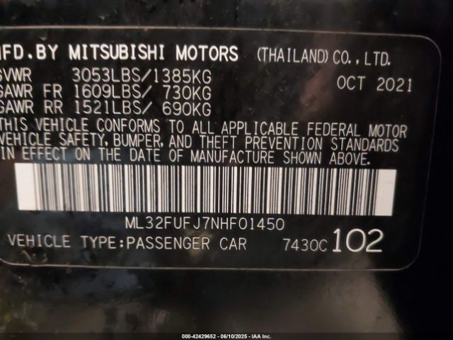 2022 MITSUBISHI MIRAGE G4 ML32FUFJ7NHF01450 Photo 8