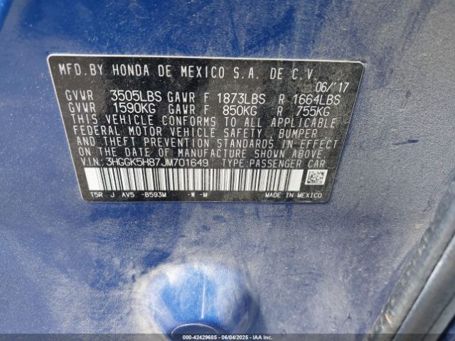 3HGGK5H87JM701649 Honda FIT EX